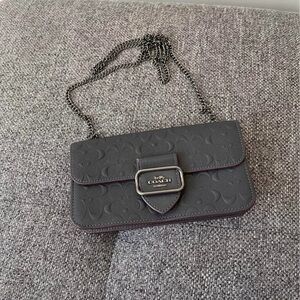Coach navy blue crossbody leather bag